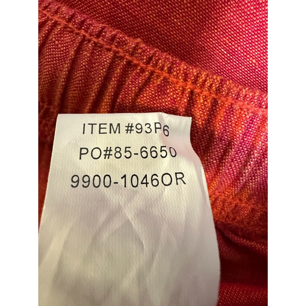 Orvis 100% Linen Elastic Waist Drawstring Crop Pants Button Slit Back Red Small - Picture 12 of 15